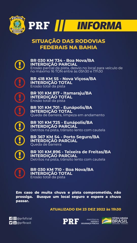 Estradas interditadas na Bahia veja onde há pontos de bloqueio