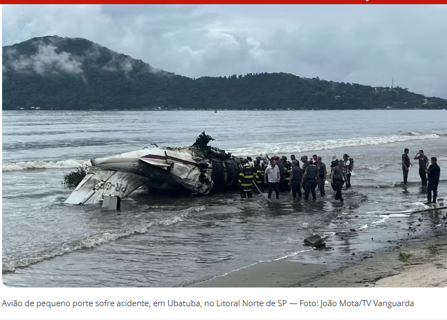 Jatinho ultrapassa a pista do aeroporto, vai parar na praia e explode; piloto morreu