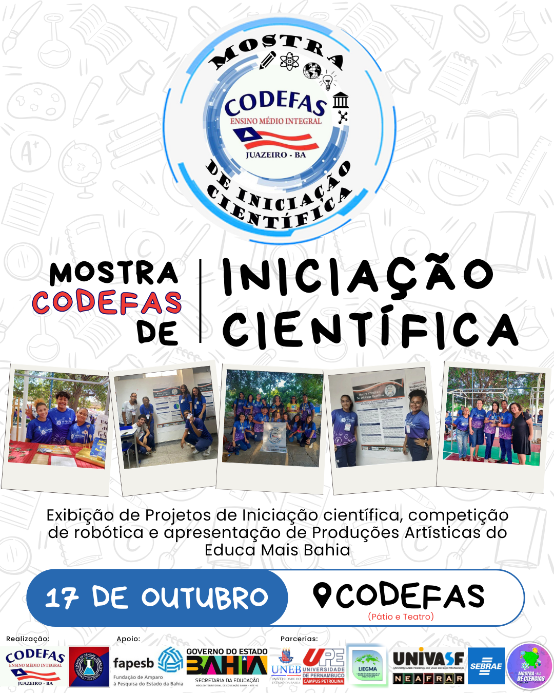 Com competição de robótica e exibição de projetos, Mostra Codefas de Iniciação Científica será realizada nesta quinta-feira (17)