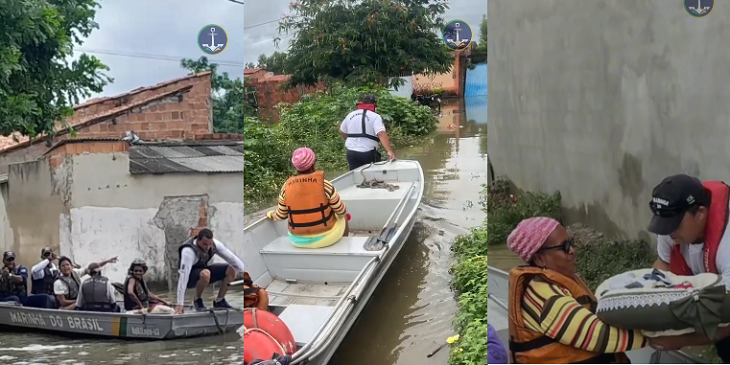 Marinha do Brasil e prefeitura de Bom Jesus da Lapa resgatam famílias afetadas pelas chuvas na cidade