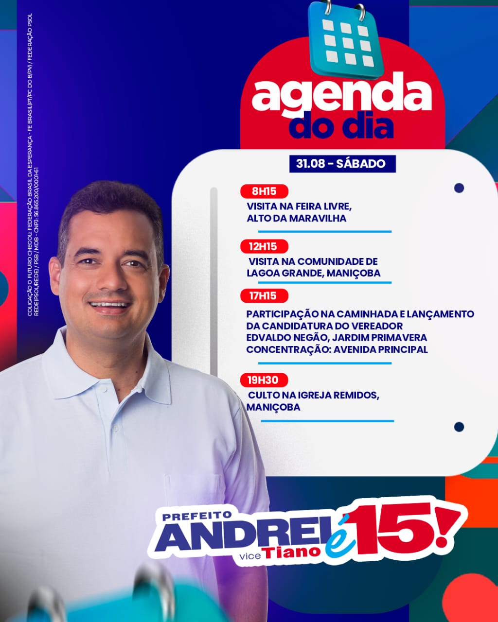 Andrei e Tiano terão agenda diversificada neste sábado (31), levando alegria e esperança para a população da sede e do interior de Juazeiro-BA 