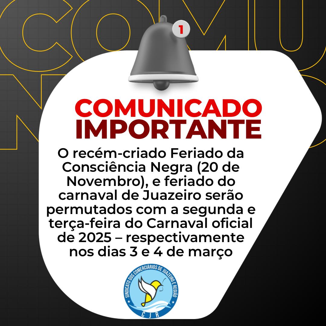 Sindicato dos Comerciários confirma permuta de feriados em Juazeiro (BA)