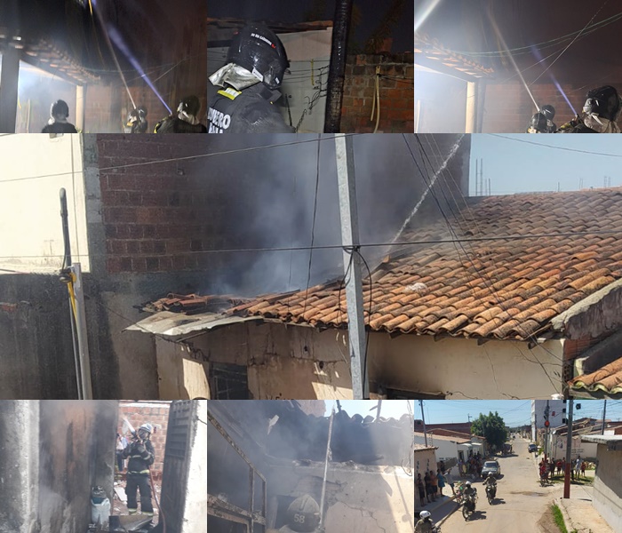 Bombeiros debelam incêndio em residência no bairro Alto da Aliança