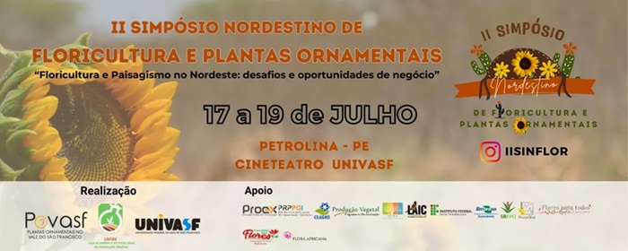 Simpósio de “Floricultura e Paisagismo no Nordeste: desafios e oportunidades de negócio” acontecerá em Julho em Petrolina