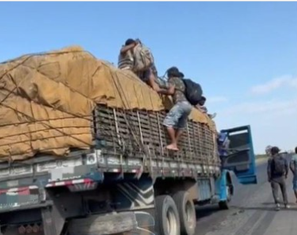 Motorista é flagrado transportando trabalhadores em carroceria de caminhão