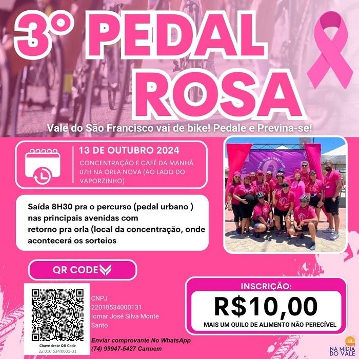 Pedal Rosa: pedalada alusiva à campanha de prevenção ao câncer de mama será realizada dia 13 de outubro em Juazeiro