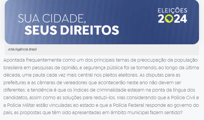 Eleição municipal: planos de segurança pública deixam de ser amplamente debatidos, afirmam pesquisadores