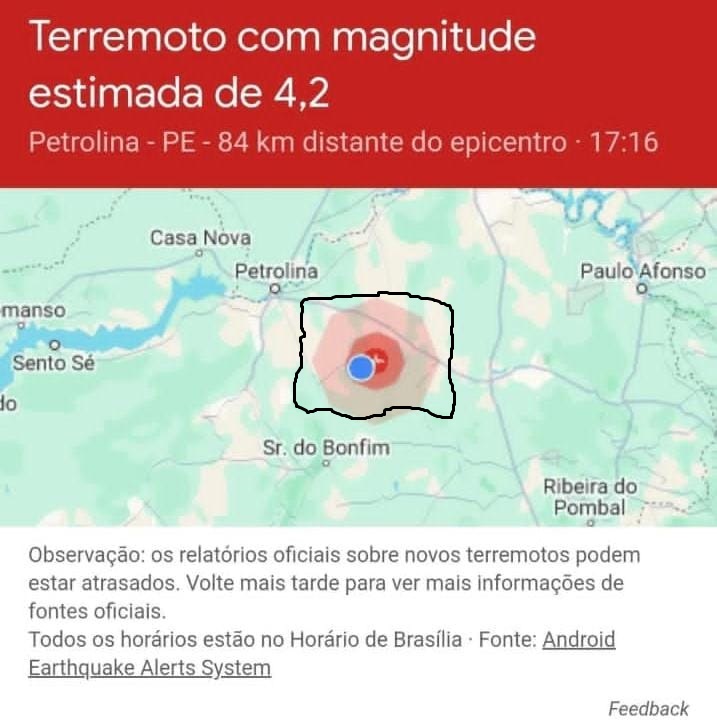 Registro sísmico de magnitude 4,2 acontece em Pilar, Jaguarari. População sentiu o abalo no núcleo residencial