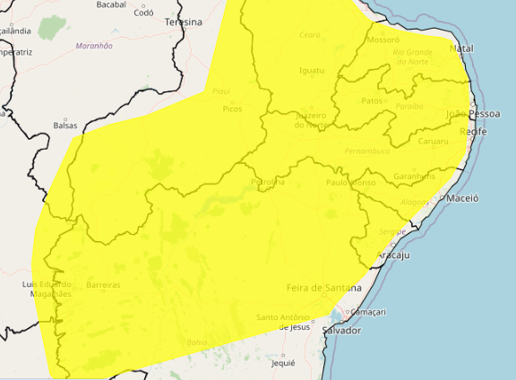 Inmet emite alerta de vendaval, de perigo potencial, para Bahia e Pernambuco